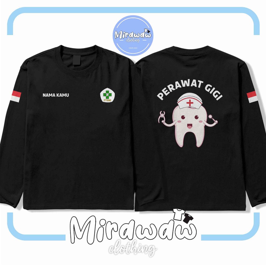 Kaos Perawat Gigi PTGMI Logo Gratis Nama Kamu Lengan Panjang Baju Distro