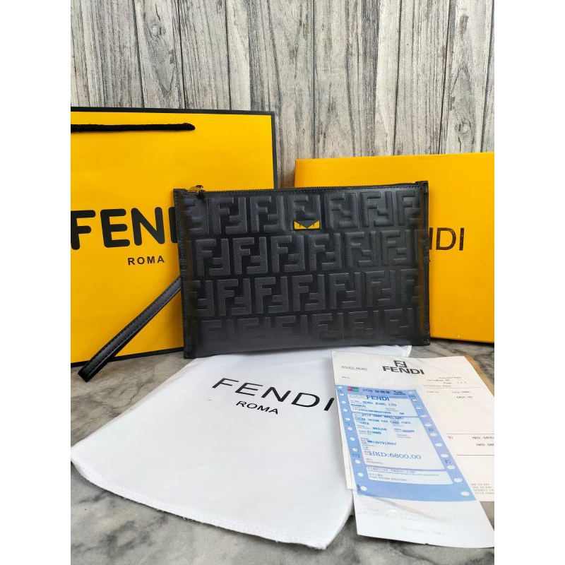 CLUTCH BAG TAS TANGAN PRIA FENDI KULIT IMPORT BRANDED