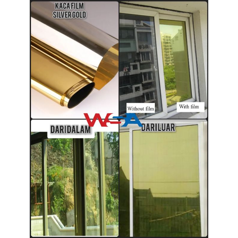 kaca film jendela rumah stiker kaca one way silver gold