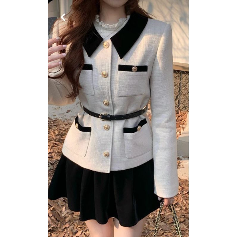 pedro tweed set top+skirt tag