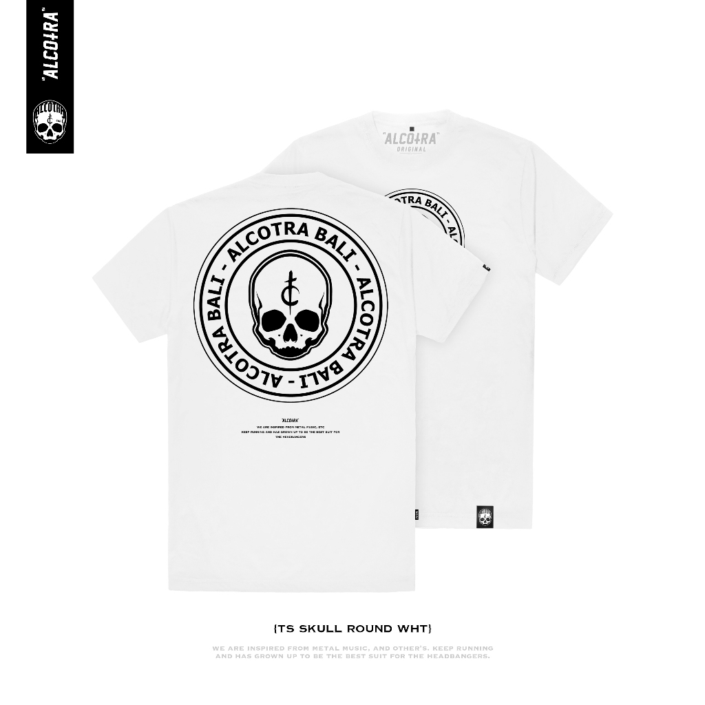 TS WHT SKULL ROUND // T-SHIT WHITE SKULL ROUND ALCOTRA // KAOS PUTIH ALCOTRA