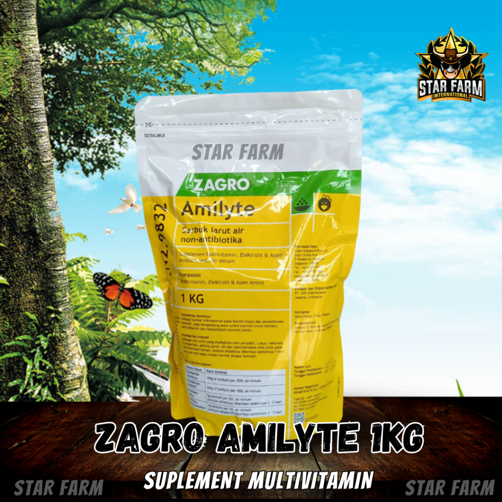 Vitamin Hewan Ternak Amilyte Zagro Multivitamin Hewan 1 kg - Star Farm