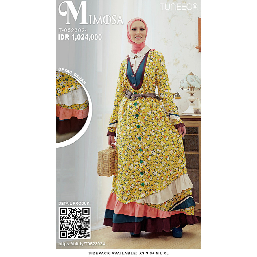 GAMIS TUNEECA MYLADY OART2 Mimosa  T-0523024 ORIGINAL KEKINIAN MODERN TRENDY ELEGANT MODIS EXCLUSIVE