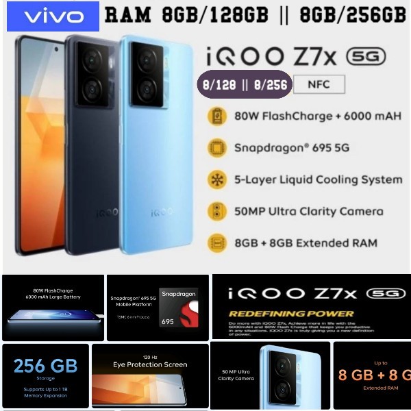 Vivo Iqoo Z7x 5G Ram 8/128 GB RAM 8GB Rom 128GB Garansi Resmi