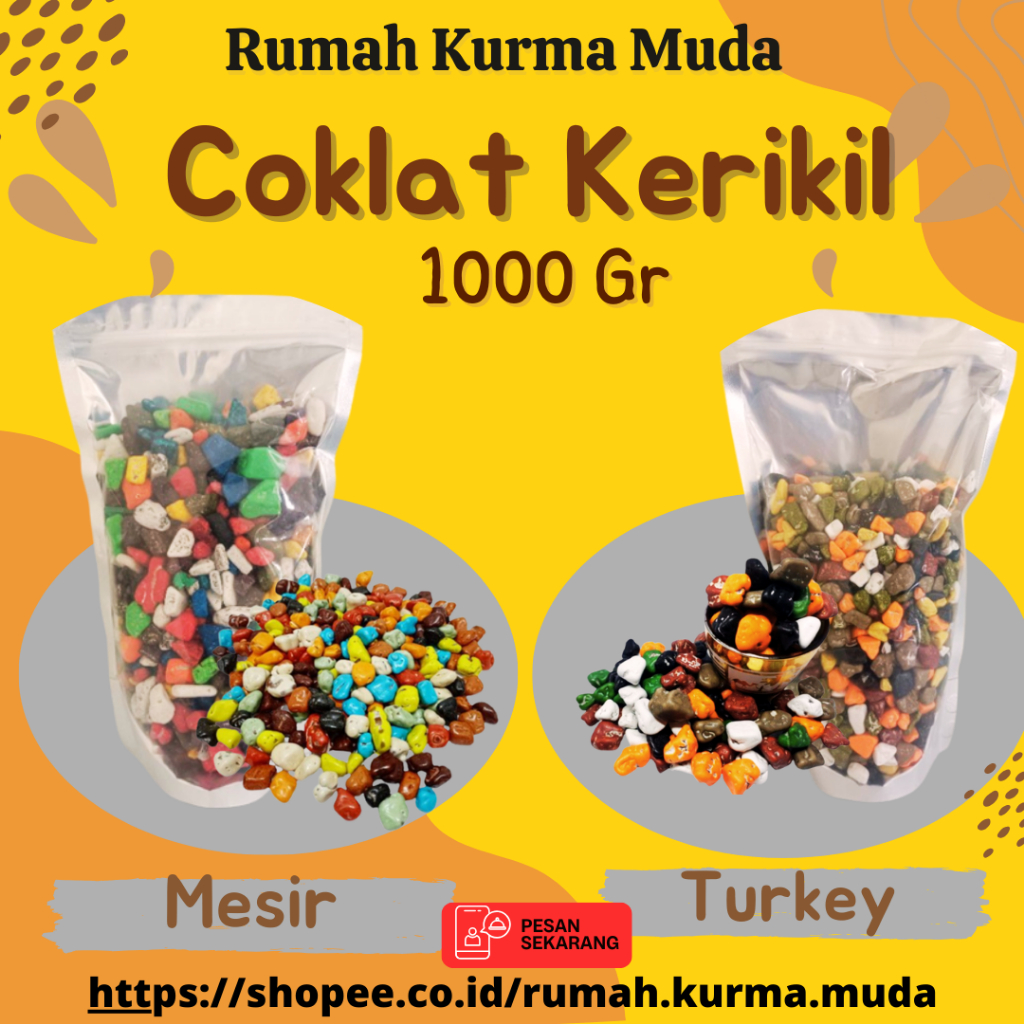 

Rumah Kurma Muda - Grosir 1000gr Cokelat Kerikil Turki | Cokelat Kerikil Mesir 1000 Gram| Coklat Kerikil 1000 gram | Coklat Kerikil 1 kg Turkey Original Asli