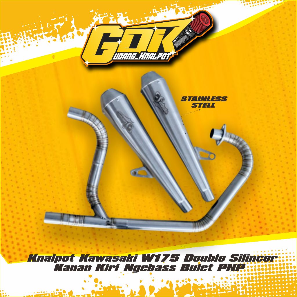 Knalpot Kawasaki W175 Double Silincer Kanan Kiri Ngebass Bulet PNP