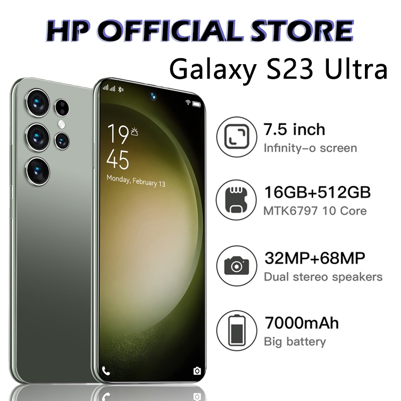 Baru SmartPhone Galaxy S23 Ultra 5G 16GBRAM+512GBROM hp android murah 12 HD Camera Dual SIM  7.5inch