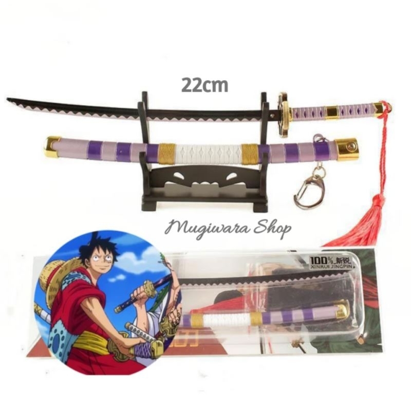 Keychain Nidai Kitetsu Luffy 22Cm Ejeksi Miniatur Pedang Anime One Piece Edisi Wano