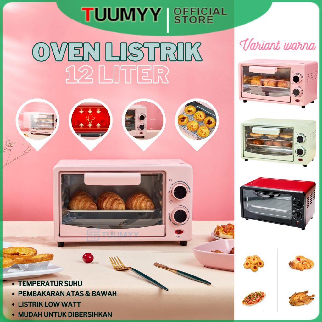 (TUUMYY) OVEN PEMANGGANG ELEKTRIK MULTIFUNGSI 12L TUUMYY WARNA PASTEL TM-1202F