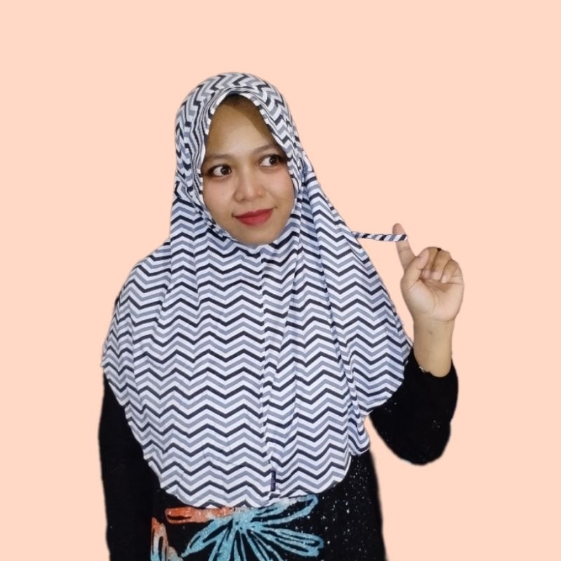 Jilbab Kerudung instan Serut Motif Elnifa Hijab Bergo Jersey Remaja Dewasa Kekinian Terbaru Murah