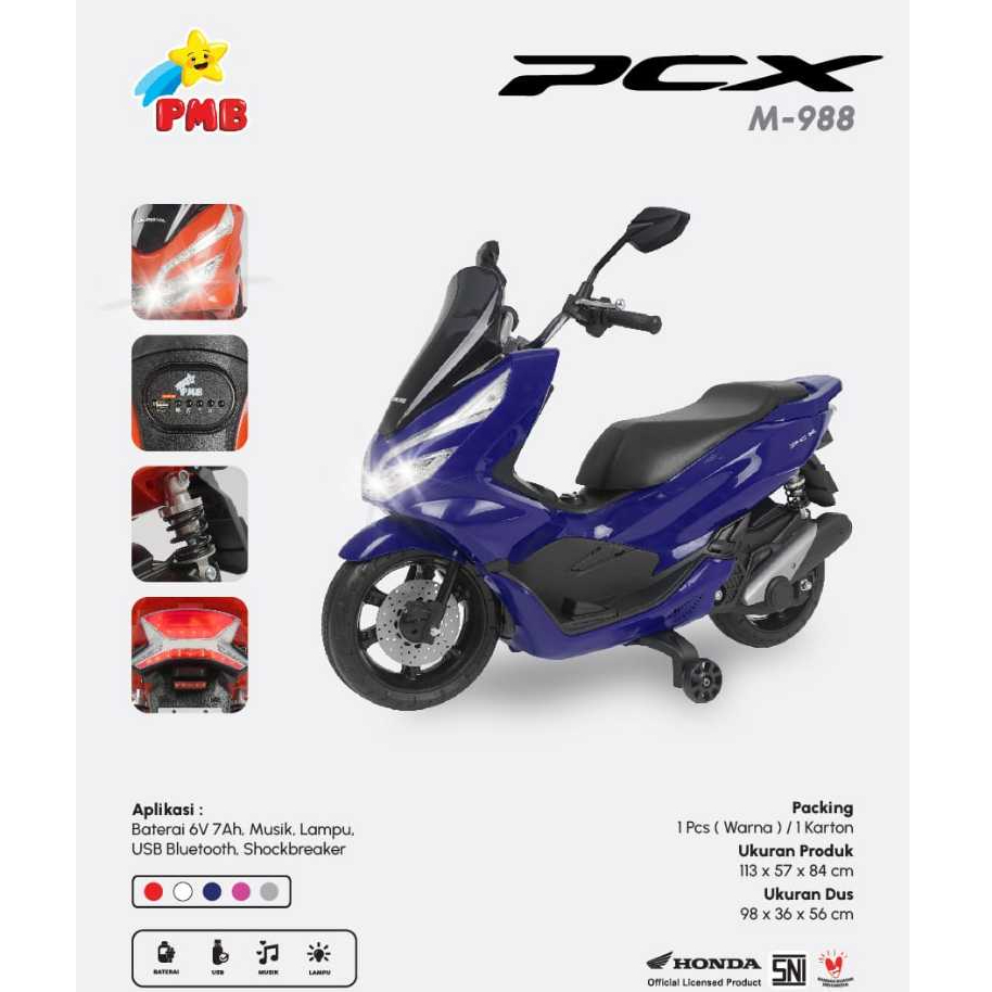 Motor Aki Pmb M988 Pcx Honda Mainan Kendaraan Anak Cas Charger