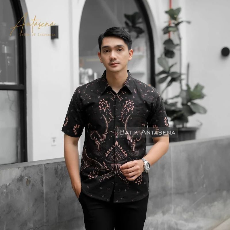 Batik Pria Lengan Pendek Premium Hem Kemeja Modern Seragam Pernikahan