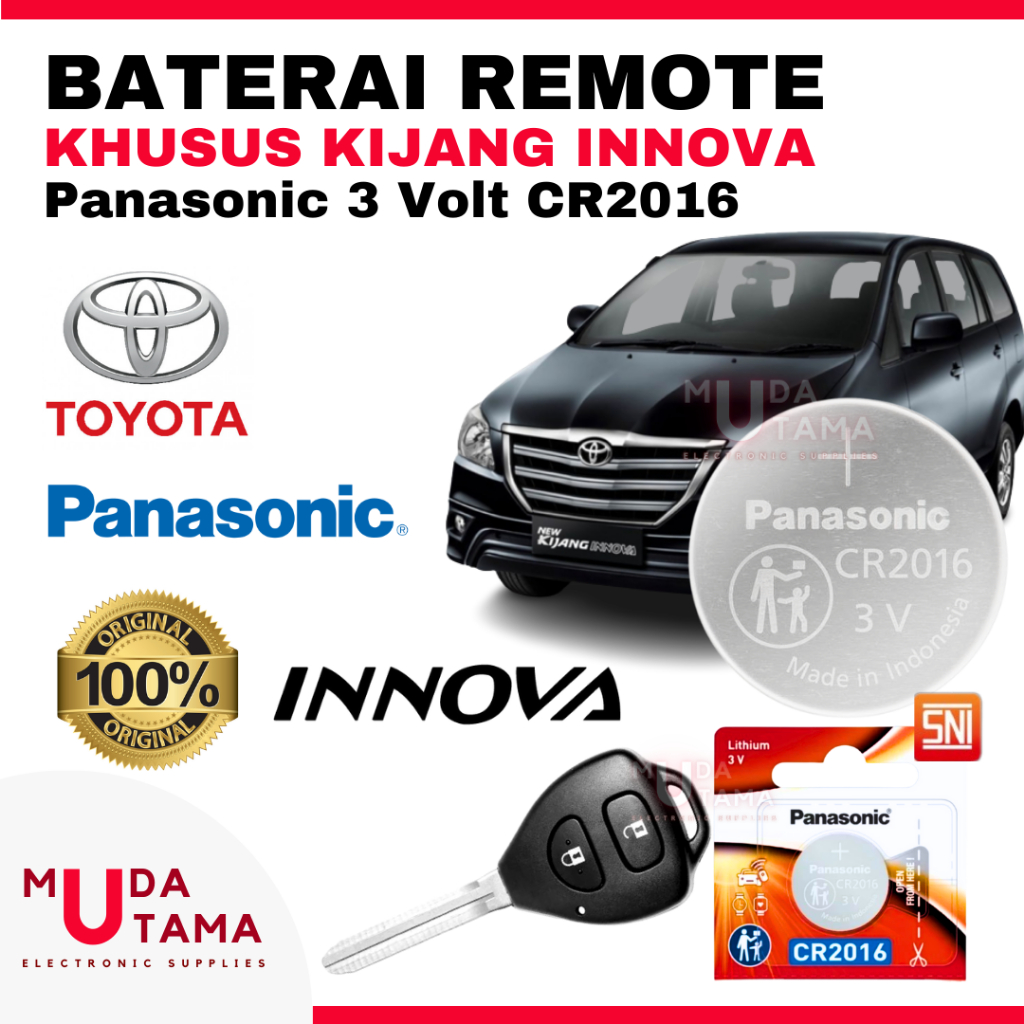 BATERAI REMOTE TOYOTA KIJANG INNOVA ORIGINAL PANASONIC CR2016 - BATTERY REMOTE TOYOTA KIJANG INNOVA 
