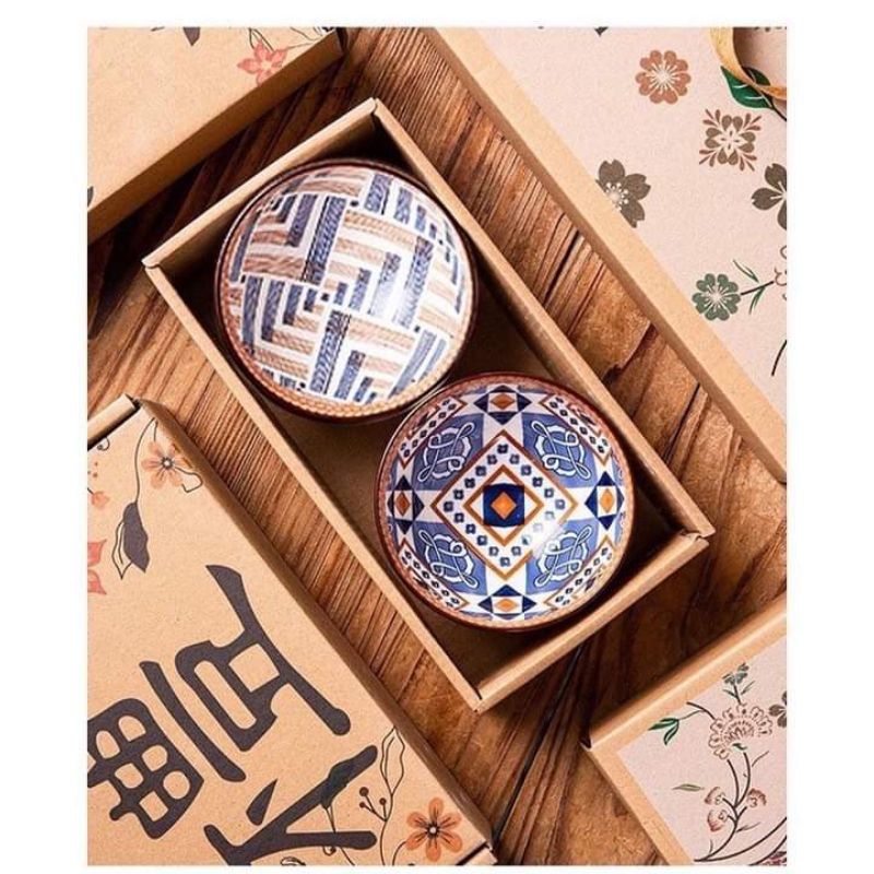 mangkok keramik isi 2/mangkok Japaness style kotak/mangkok souvernir