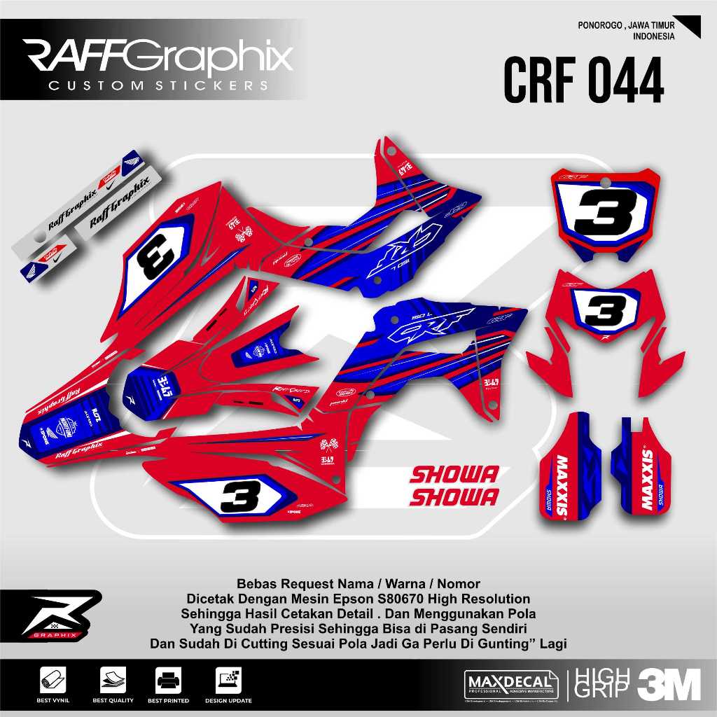 DECAL CRF 150 L MERAH BIRU / STICKER DECAL CRF 150 SUPERMOTO
