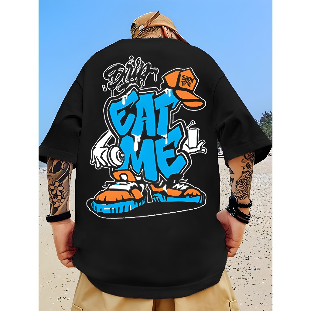 Baju Keren Pria Pilox Kaos Distro Pria Dewasa Keren Lengan Pendek Terbaru 2023 Motif EAT ME Jepang G