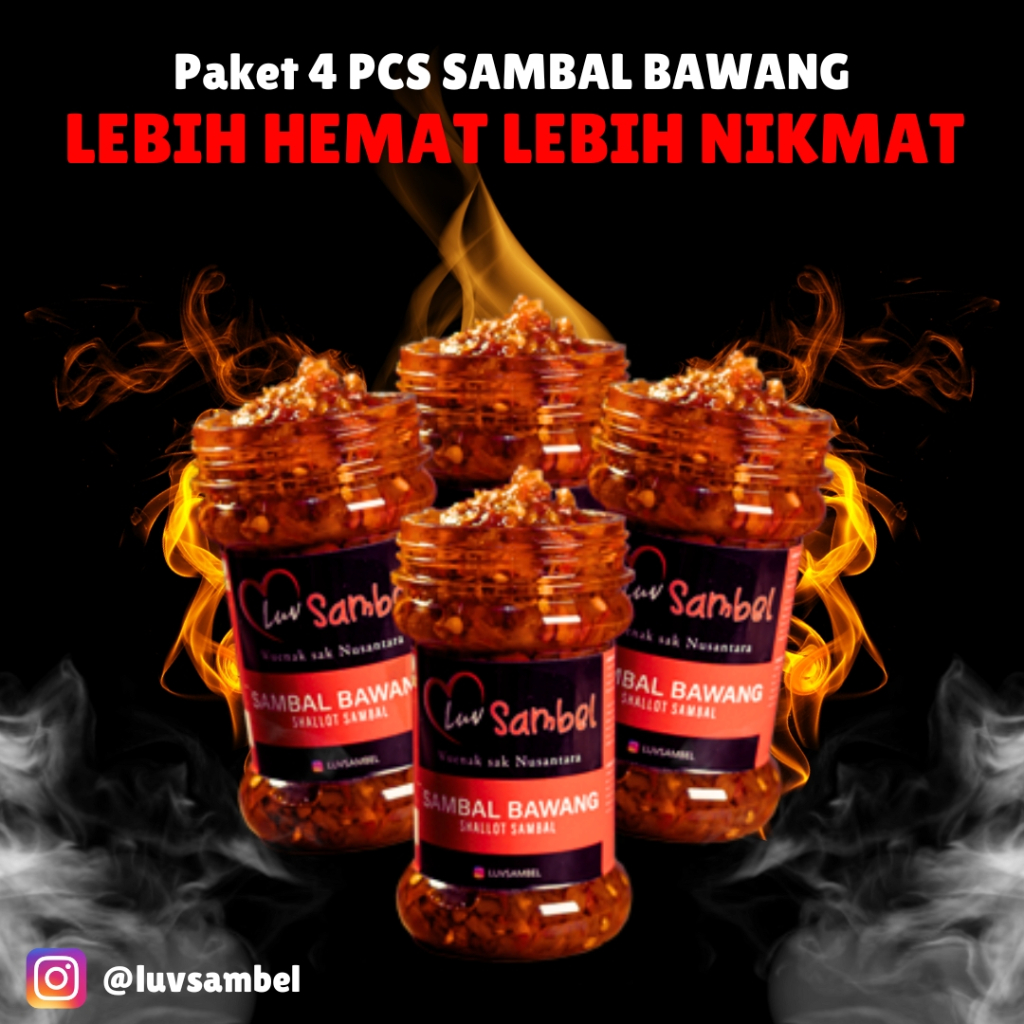 

Paket Hemat Sambel Bawang / Sambal geprek LUVSAMBEL 4 pcs / lebih hemat lebih nikmat