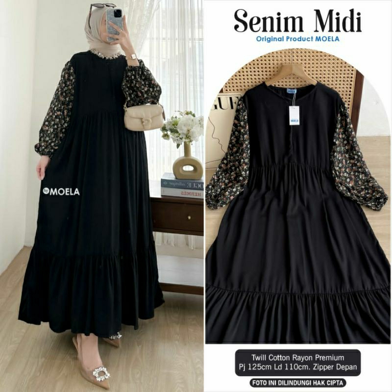 MOCA Senim  Felis Biska Bisca Midi Kombinasi Black Moela MLA Meong Solo