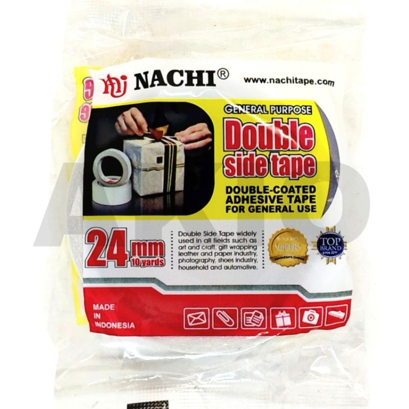 

Double Tape Tip Bening NACHI 1" inch 24 mm x 10 Yard Kuat Tipis Isolasi Bolak Balik