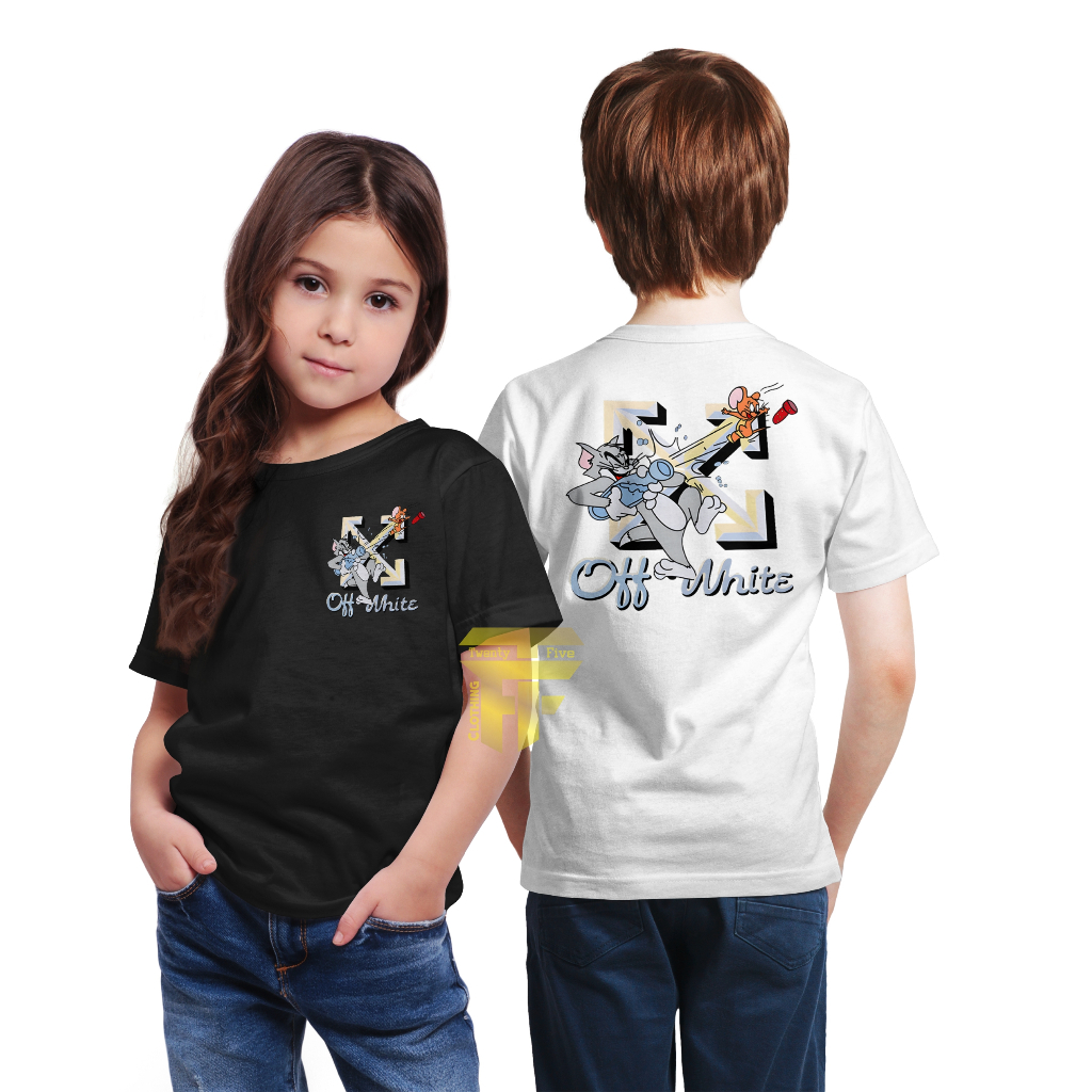 Twentyfive. -  Kaos Anak Unisex Laki Laki dan Perempuan Tom & Jerry Off White Umur 4 - 10 Tahun