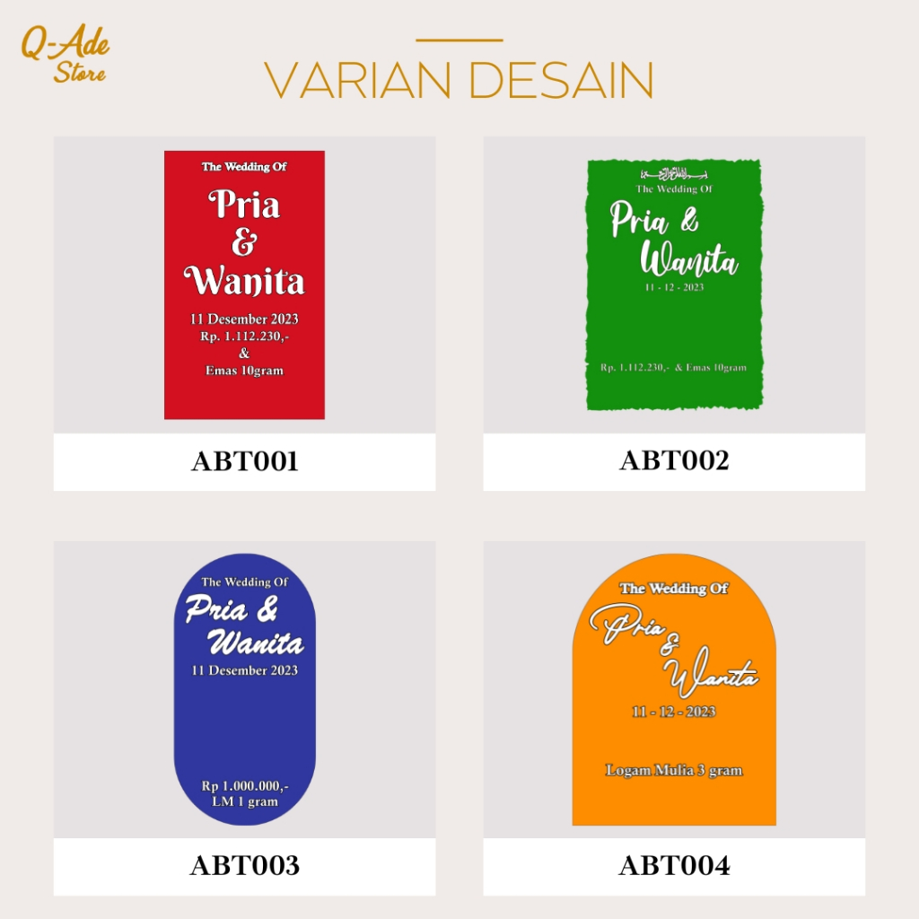 Custom Size ABT001 - ABT009 | Akrilik Background Polos | Akrilik Background Tanpa Tulisan | Akrilik 