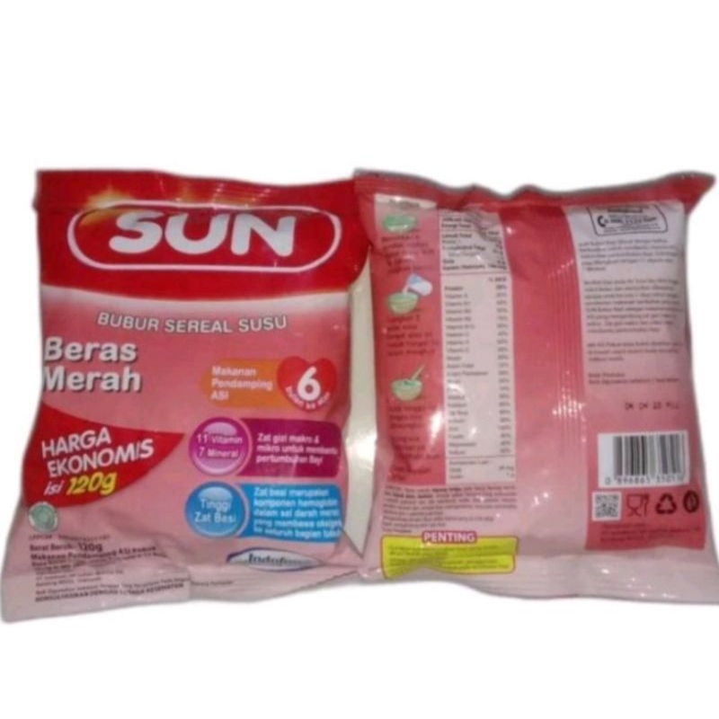 Sun Bubur Ekonomis Beras Merah 120gr, Sun Bubur Ekonomis Pisang 120gr, Sun Bubur Ekonomis Kacang Hij