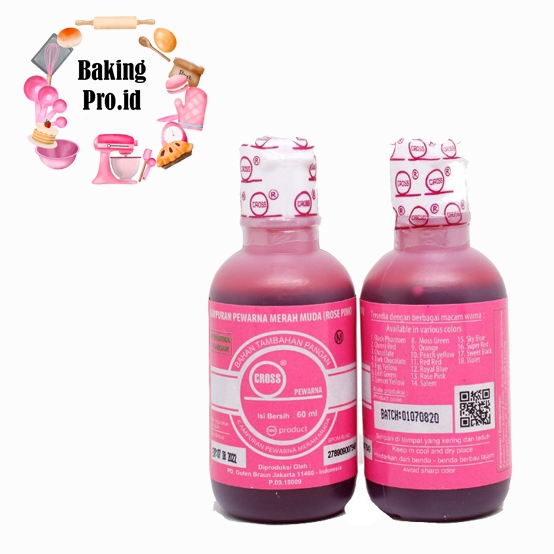 

pewarna makanan CROSS merah muda( rose pink) 60 ml