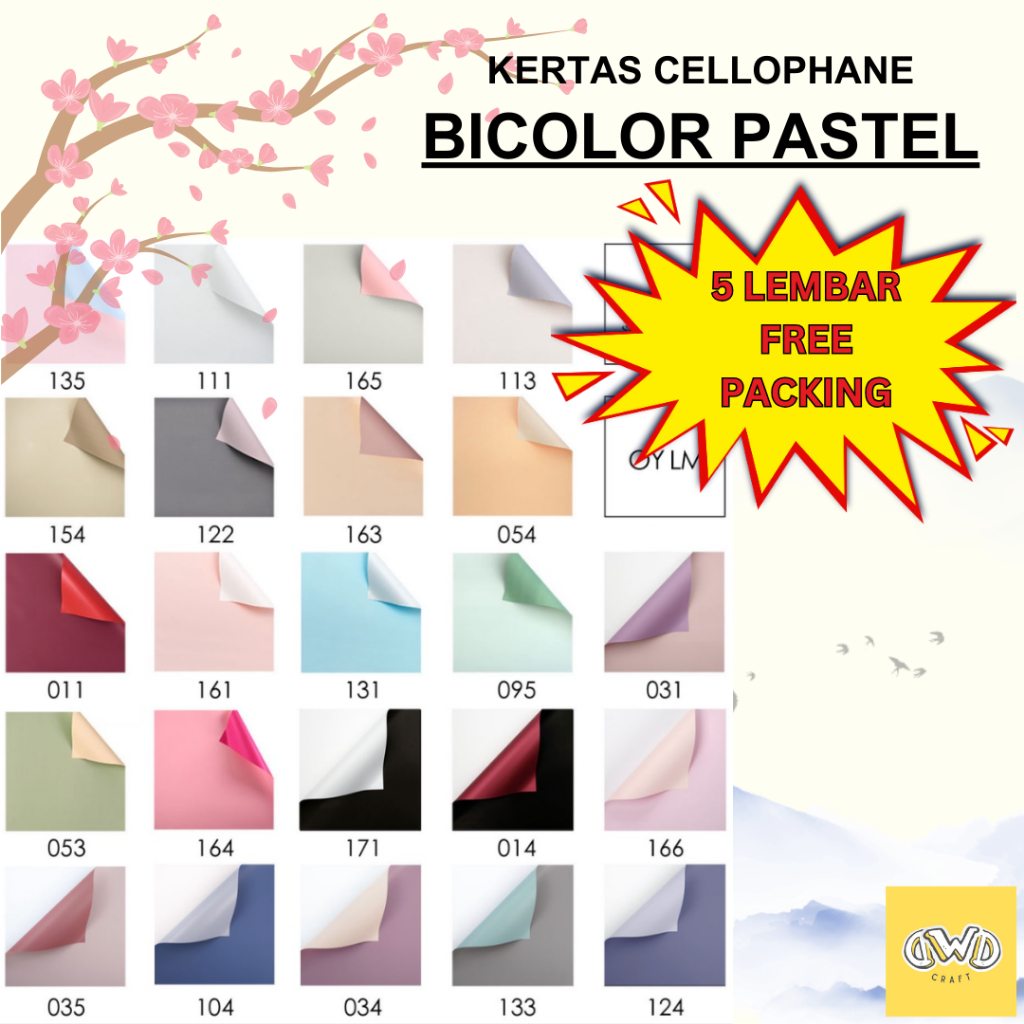 

(5 LEMBAR) BICOLOR PASTEL - Flower Wrapping Cellophane / Kertas Buket Bunga Hand Bouquet