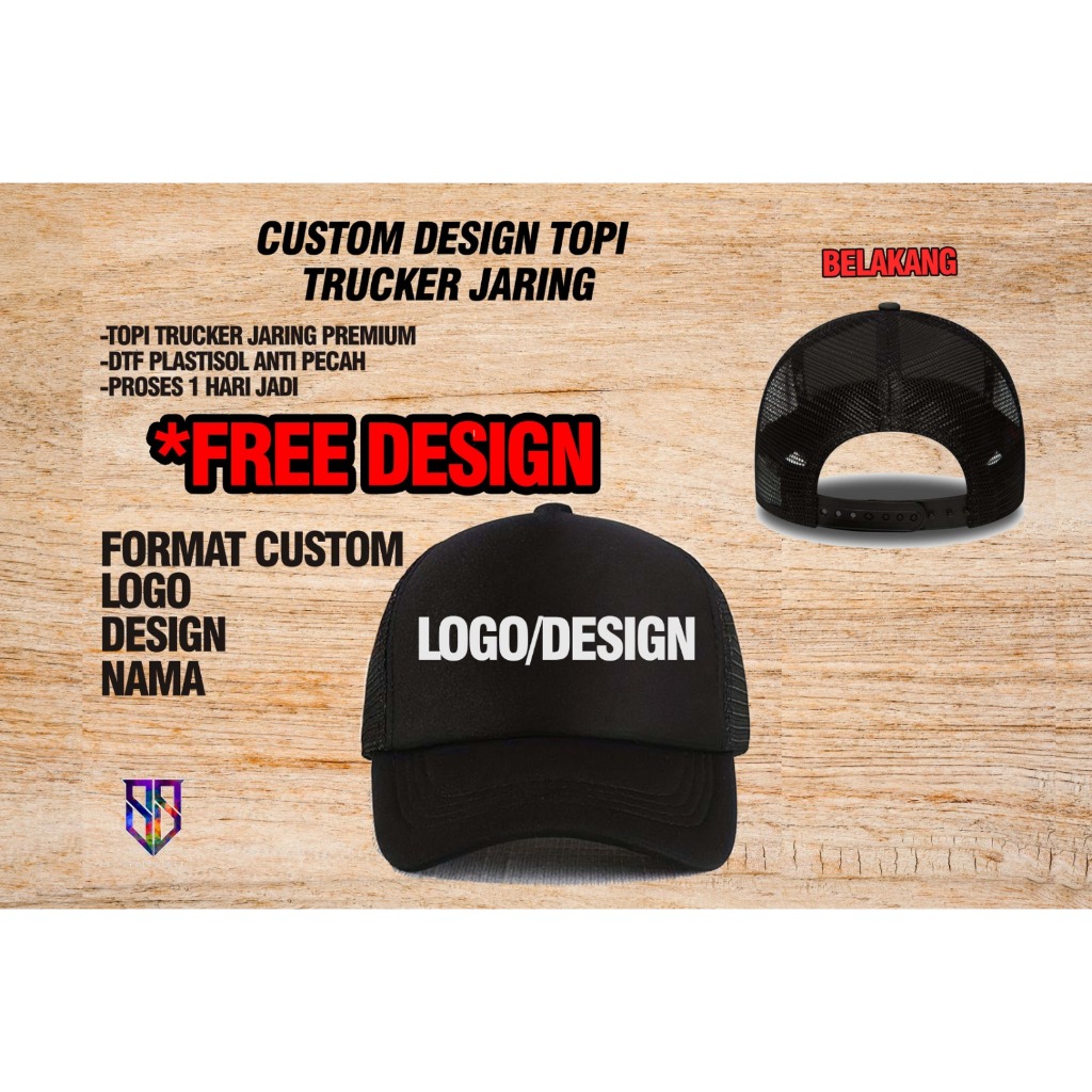 TOPI CUSTOM/CUSTOM LOGO/CUSTOM DESAIN/CUSTOM NAMA/TOPI JARING/TOPI TRUCKER JARING -Sstore