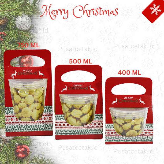 Kotak Packaging Toples Jar Tabung Satuan 500ML Box Hanger Jar Natal ( 10 PCS )