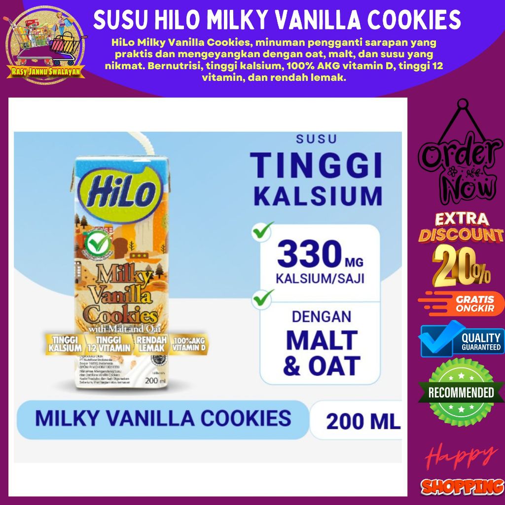 

HiLo - Minuman Susu dgn Rasa MILKY VANILLA COOKIES - 200ml