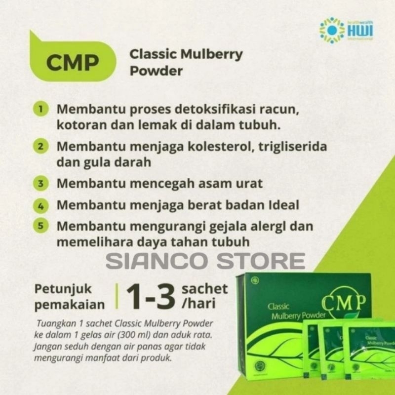 CMP HWI Original 100% Obat Asam Lambung Kronis Gerd Asam Urat Kolestrol NF Classic Mullbery Powder N