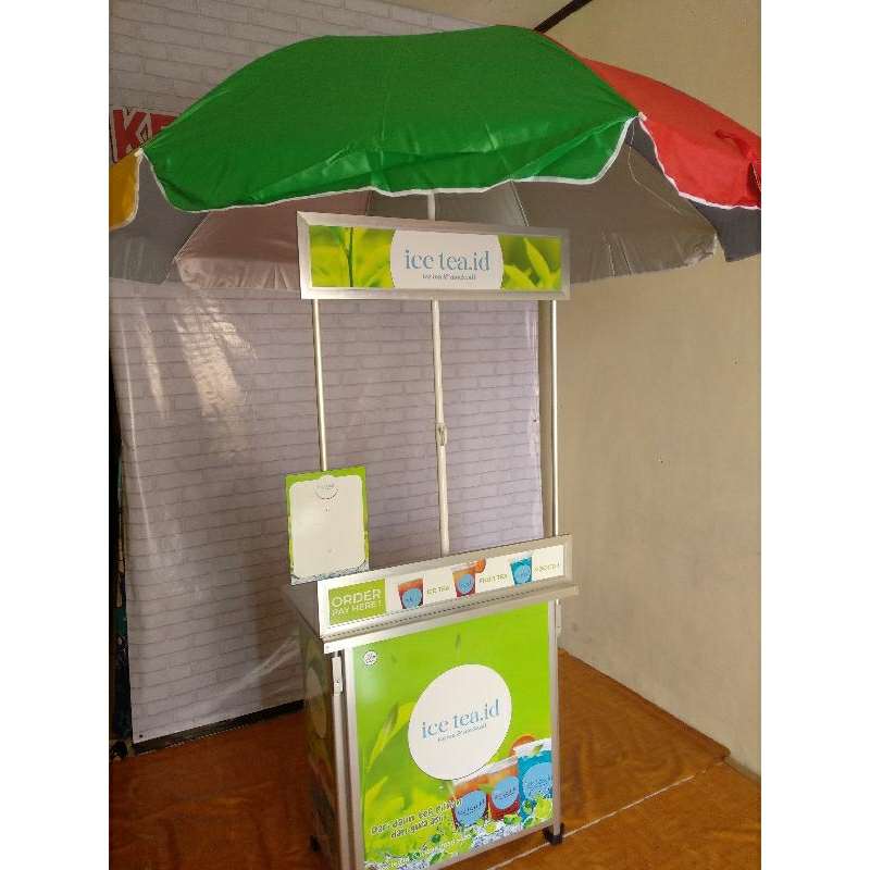 Booth Portable Meja Lipat Es Teh pakai Payung