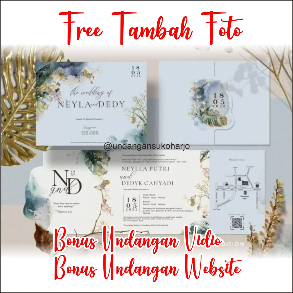 GS 006 Undangan pernikahan aestetik murah,cantik,elegan, kekinian, rustik,menarik , viral / GS 006