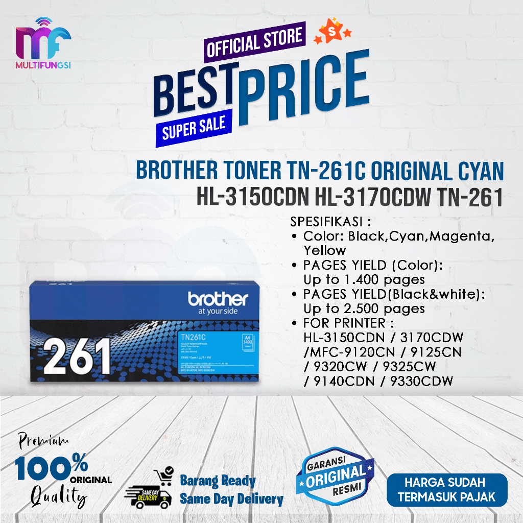 Brother Toner TN-261C Original Cyan / MFC-9330CDW MFC-9140CDN TN-261