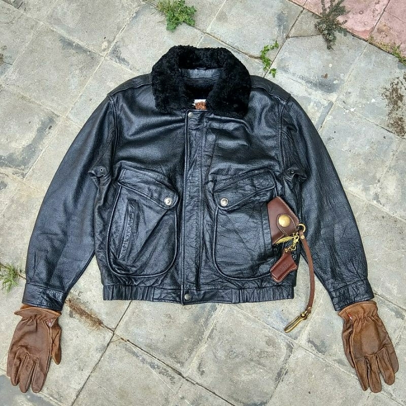 harley davidson jaket kulit bomber pilot flight jacket not avirex schott vanson rbc bronco cooper bu
