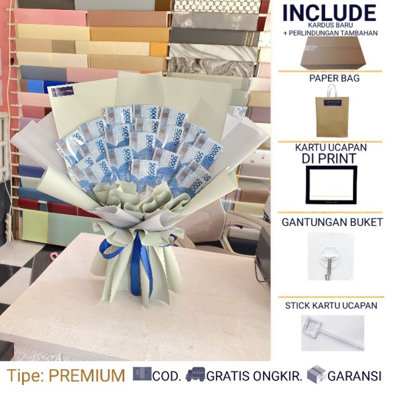 BUKET UANG HALAL NON RIBA – AZKIA ABU BIRU- BUCKET UANG  - MONEY BOUQUET ULANG TAHUN - BUKET JAJANAN