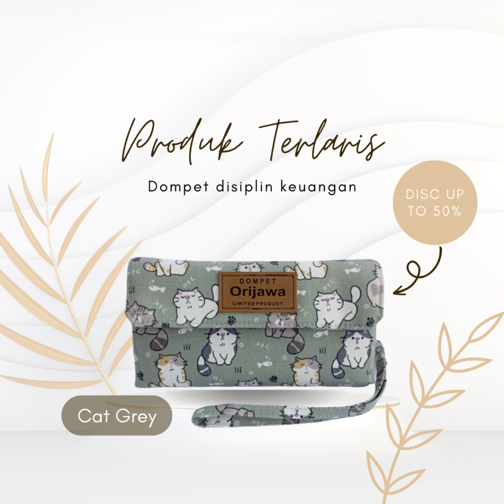 Dompet Orijawa Cat Grey - warna abu-abu untuk wanita  cewek | disiplin keuangan bulanan | organizer 