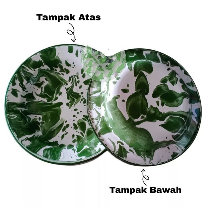 12 pcs Piring Seng Blurik Piring Enamel Lurik Piring Makan Jadul