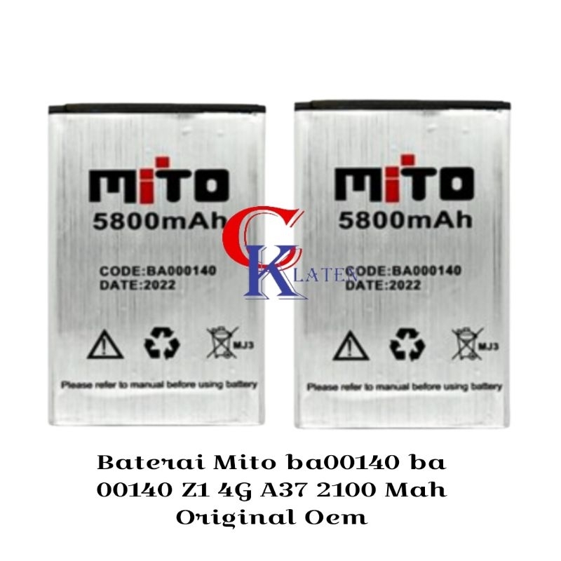 Baterai Mito ba00140 ba 00140 Z1 4G A37 2100 Mah Original Oem