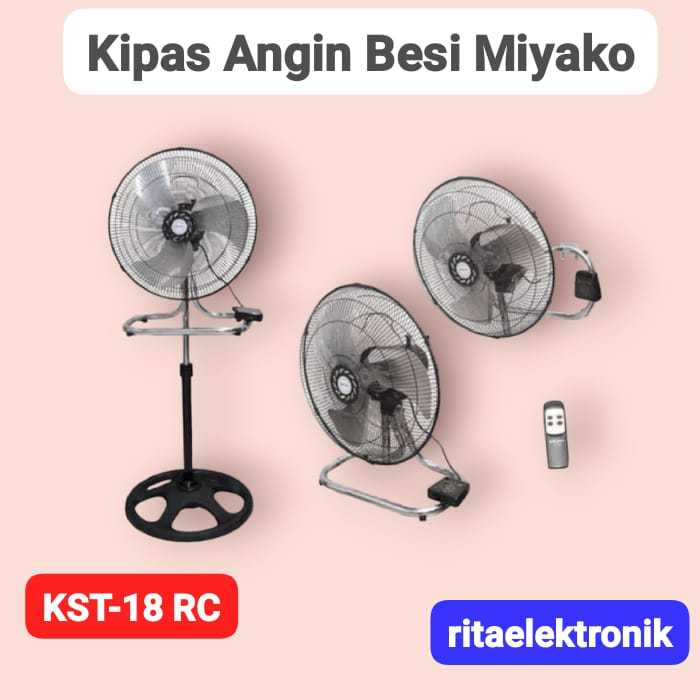 Kipas Angin Berdiri Besi Miyako 18 Inchi Plus Remot KST 18RC/KST 18PRC