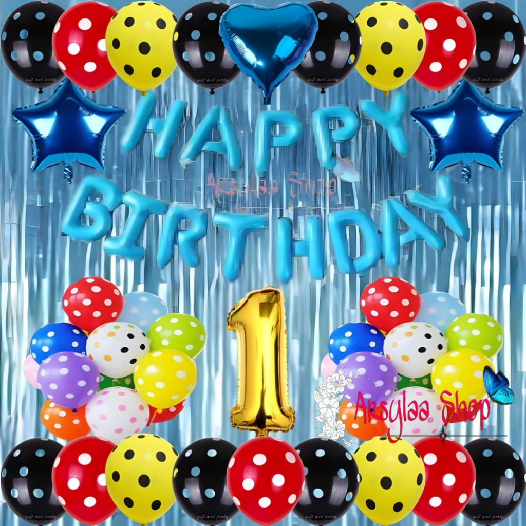 Paket Dekorasi Ulang Tahun Anak Dewasa Balon Folkadot Tema Polkadot Dekor Hemat Simple