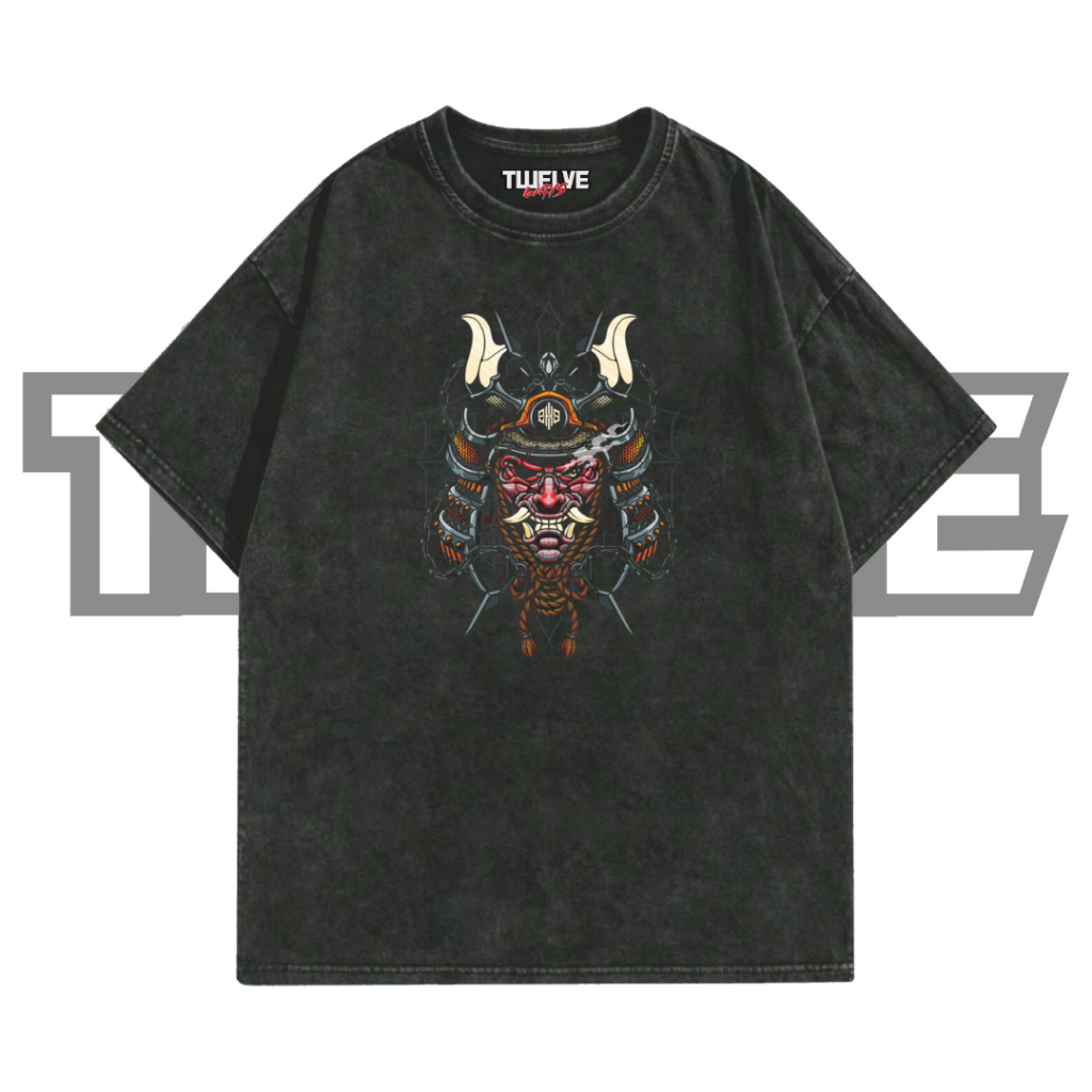 SAMURAI Oversize T-Shirt | Wash Hitam | Kaos Aesthetic | Atasan Pria Wanita | Baju Cowo Cewe | Unise