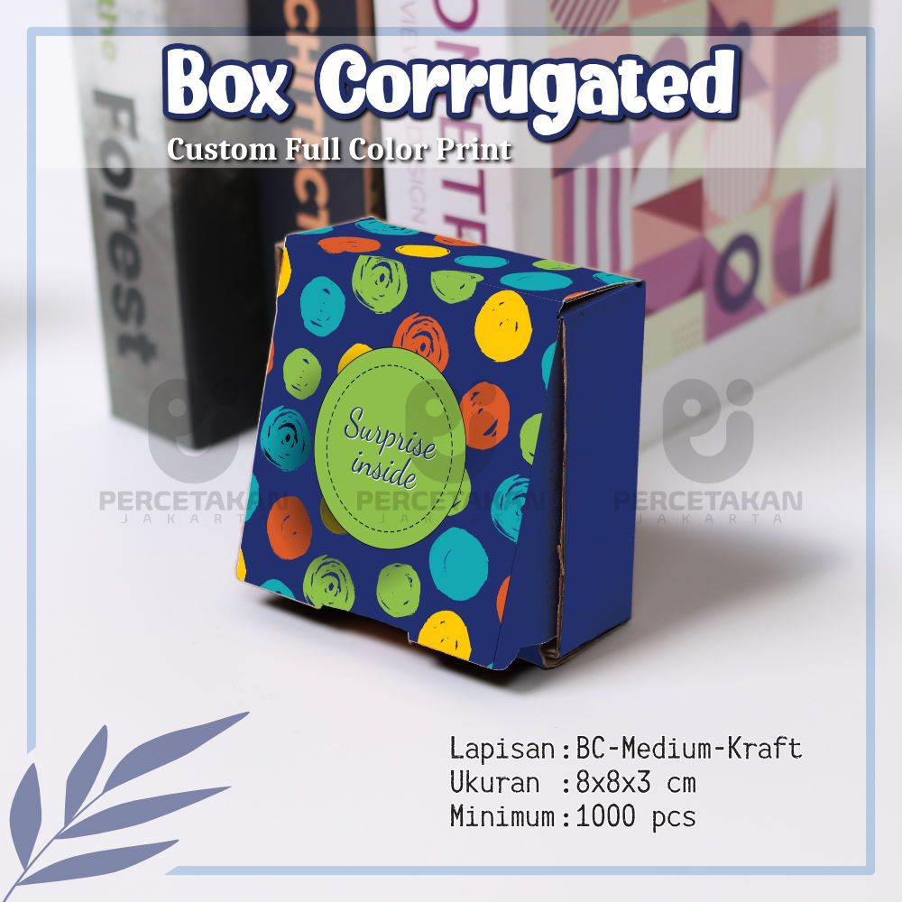 

Cetak Dus Corrugated 8x8x3 cm FULL COLOR Free Custom Desain/Logo | Custom Box | Kustom Dus Kemasan