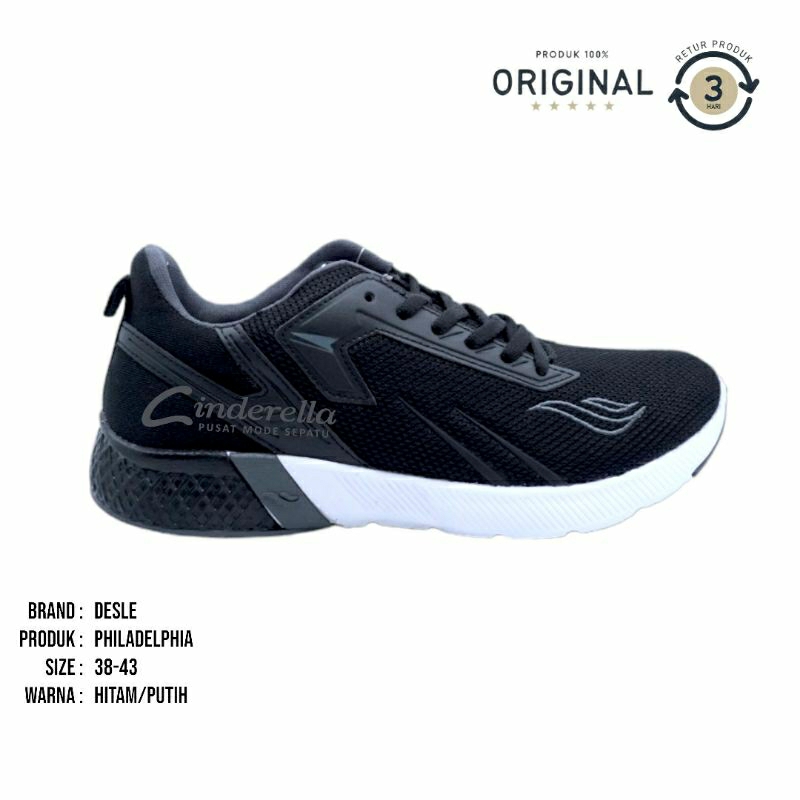 Sepatu Sneakers Desle Philadelphia Hitam/Putih