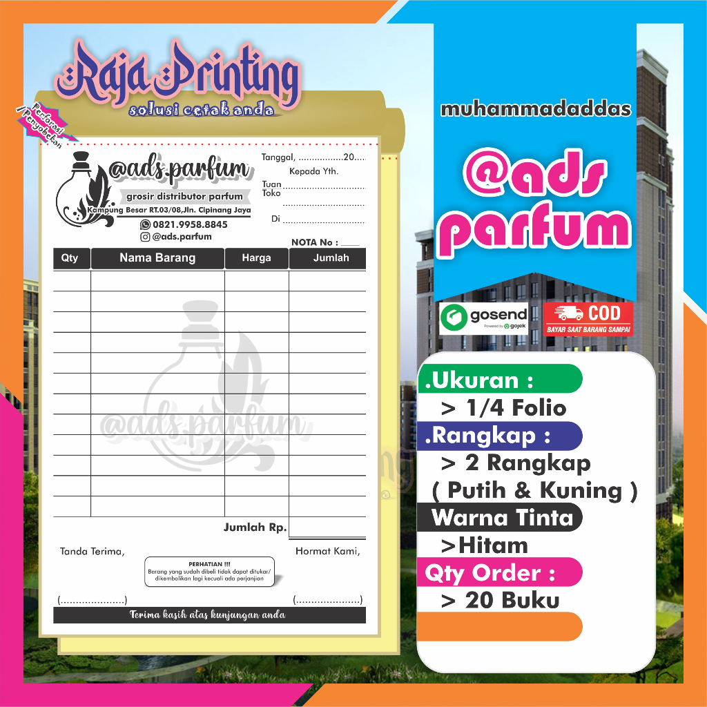 

NOTA CUSTOM TOKO PARFUM 2 RANGKAP GRATIS DESAIN