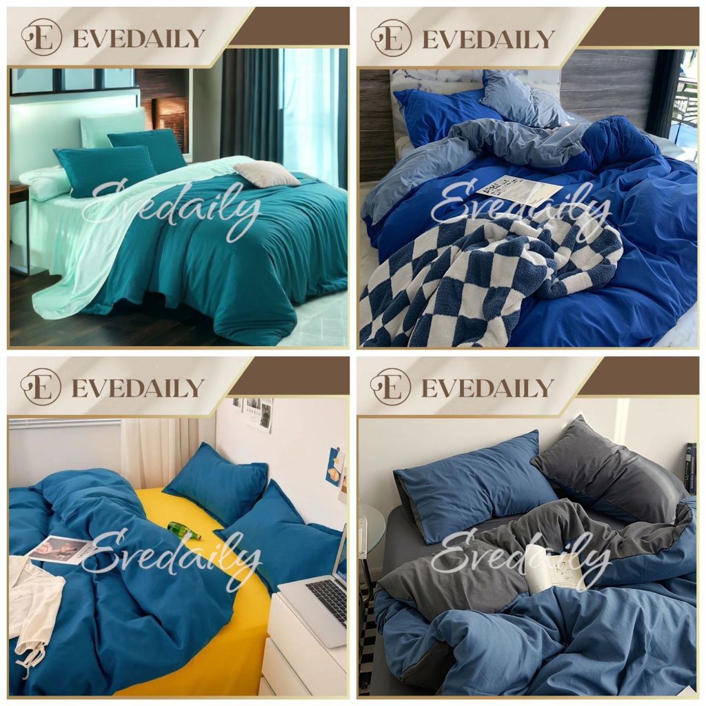 PROMO Bed Cover Set Sprei Polos Two Tone Aesthetic - Dark Colour - Dua Warna - Dual Colour - Mix - C