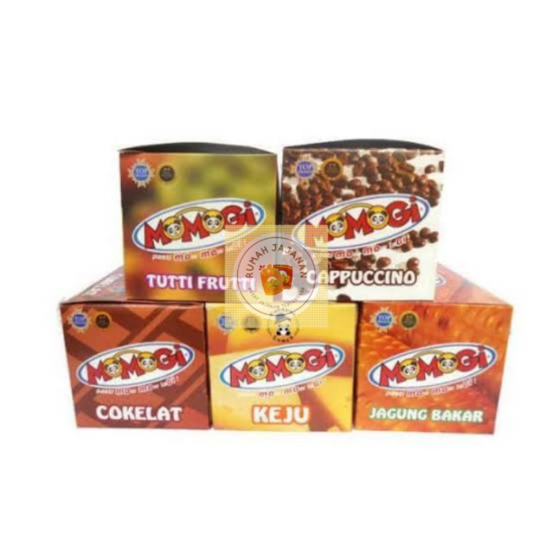 

Momogi Snack 1 Box x 20Pcs All Varian Rasa Coklat / Jagung Bakar / Keju / Cappucino / Tutti Frutti