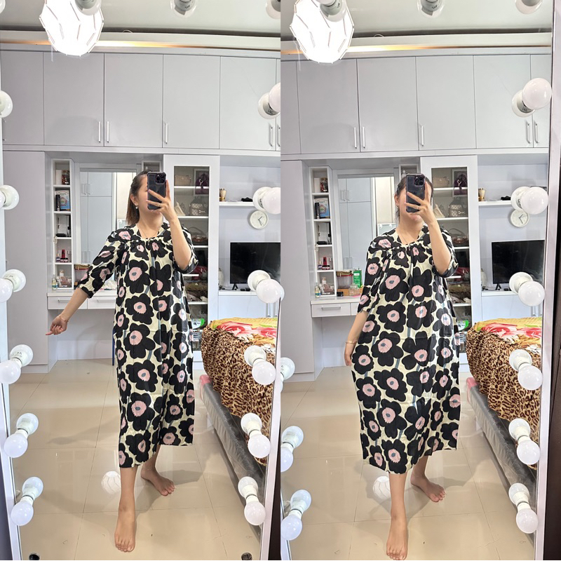 Daster Fuji Motif Bunga Hitam