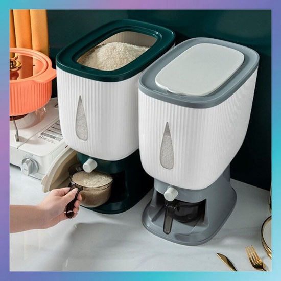 Dispenser Beras 10 Kg Modern Tempat Wadah Penyimpanan Beras Otomatis Food Grade